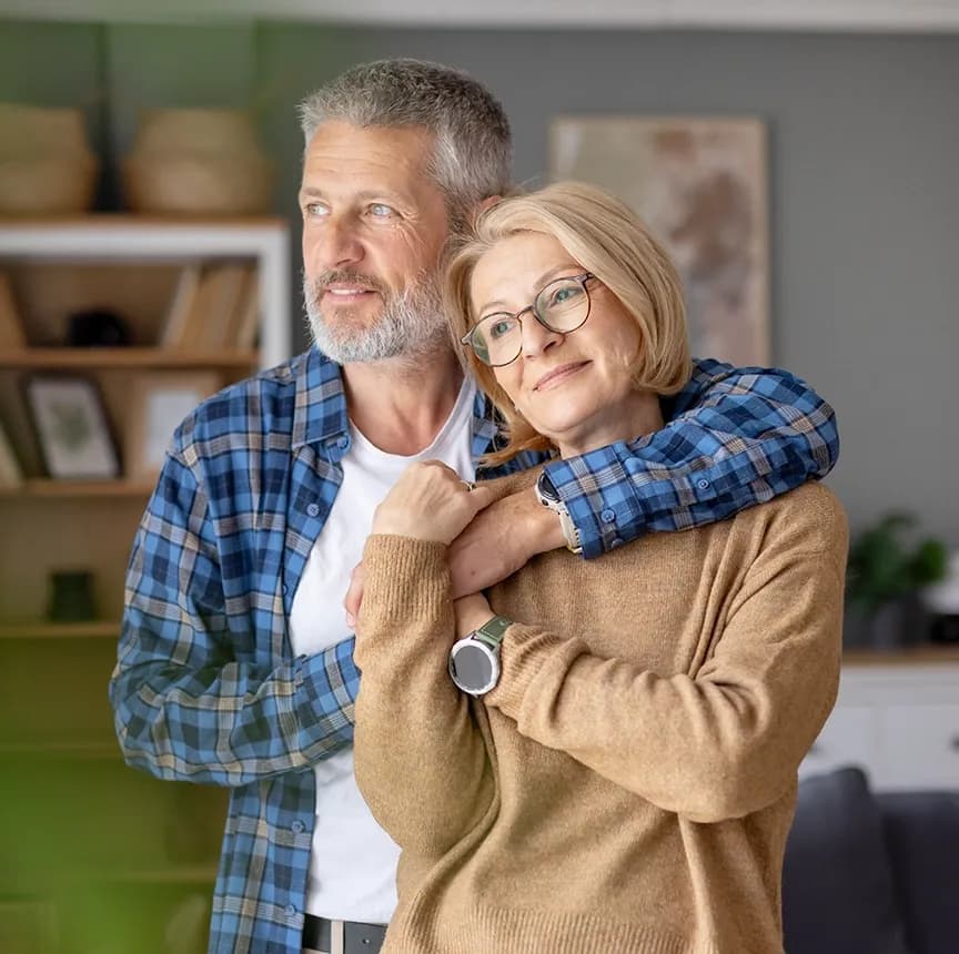 Couple looking out the window