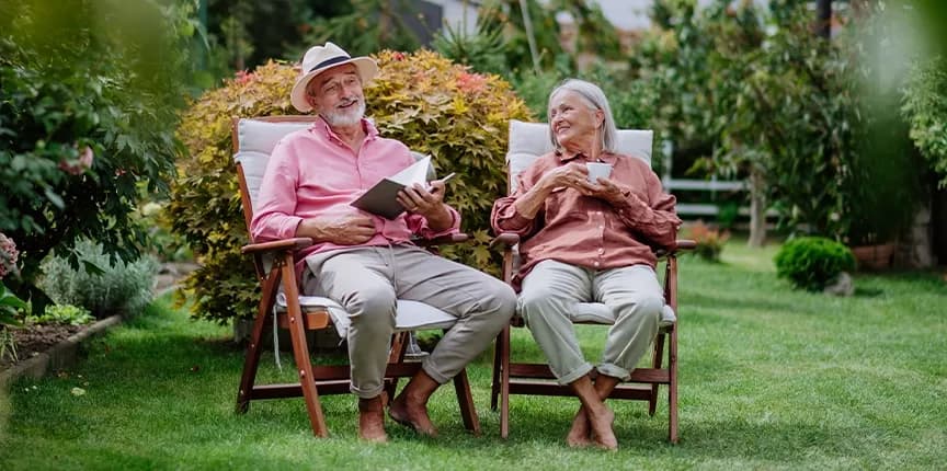 Couple sitting in the garden